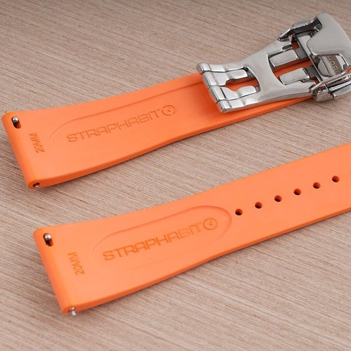 Deployant FKM Rubber Quick Release Watch Straps butterfly deployment clasp QR - Picture 32 of 153