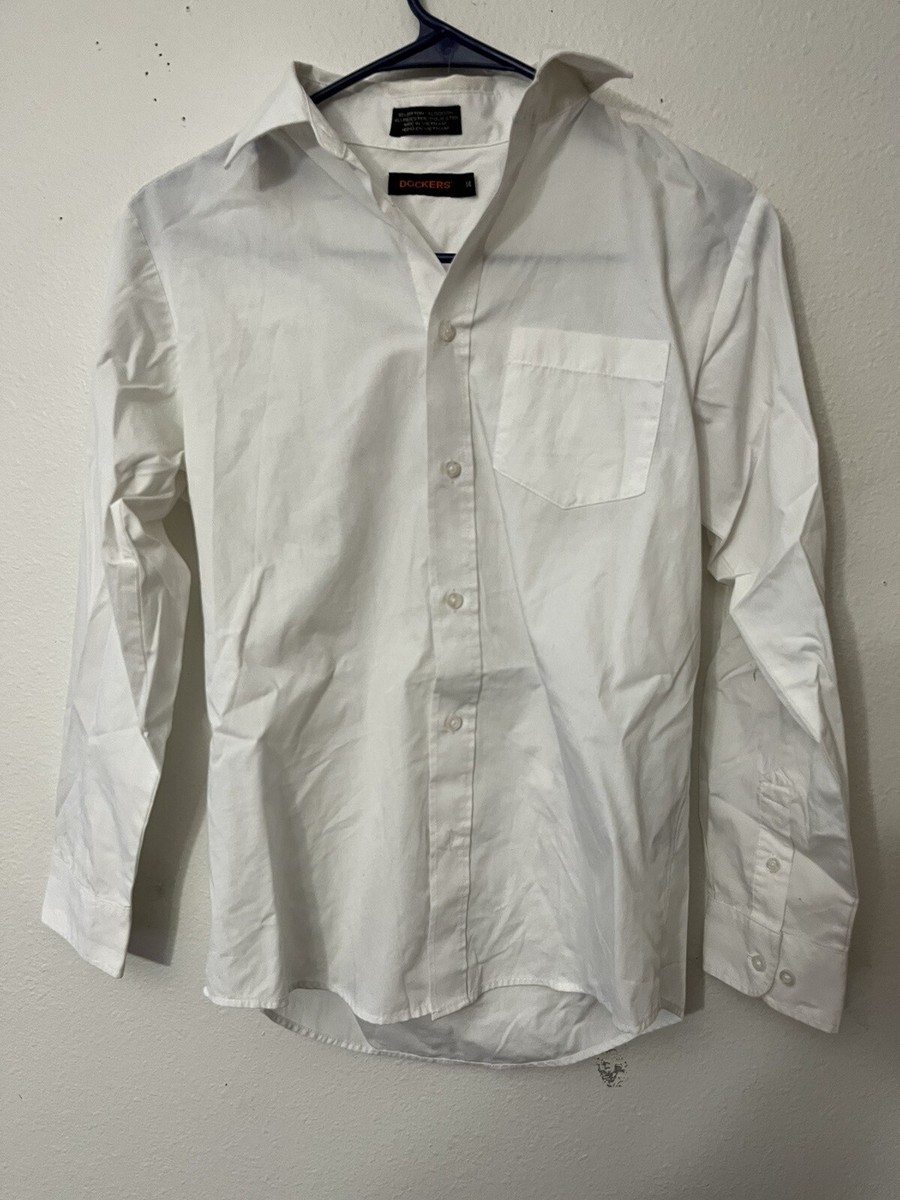 Dockers junior men's white shirts Cotton Blend 14 White Solid