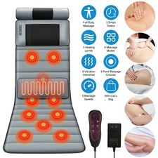 Electric Massage Mat Full Body Heating Vibration Massage Pad Neck Back Massager