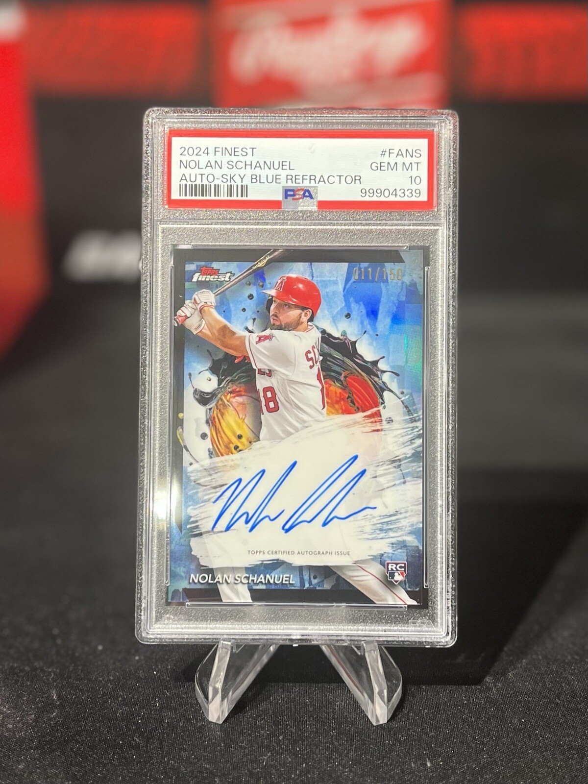 2024 Topps Finest Nolan Schanuel Sky Blue Refractor Auto /150 PSA 10 #FA-NS