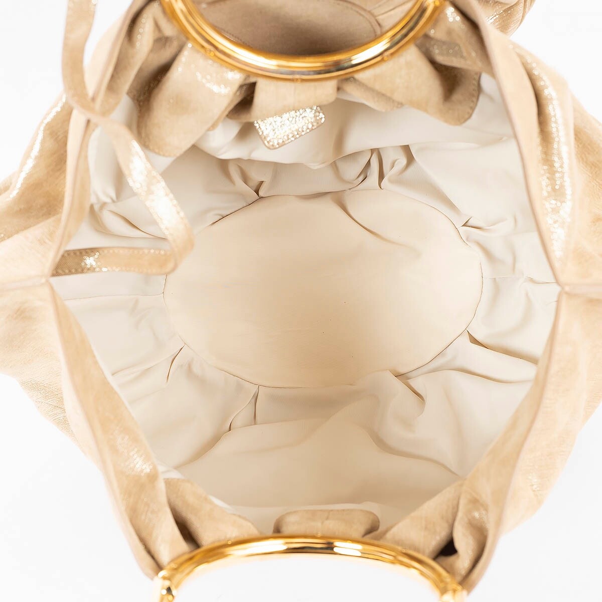 69916 auth CHRISTIAN DIOR shimmery gold beige leather BABE