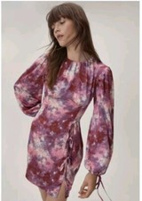 Nasty Gal Tie Dye Print Corset Balloon Sleeve Mini