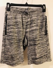 AMPLIFY Fleece Sweat Shorts Heather Gray Stretch Zippered Pockets Boys M