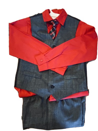Red Dress Shirt Grey Vest Matching Tie 