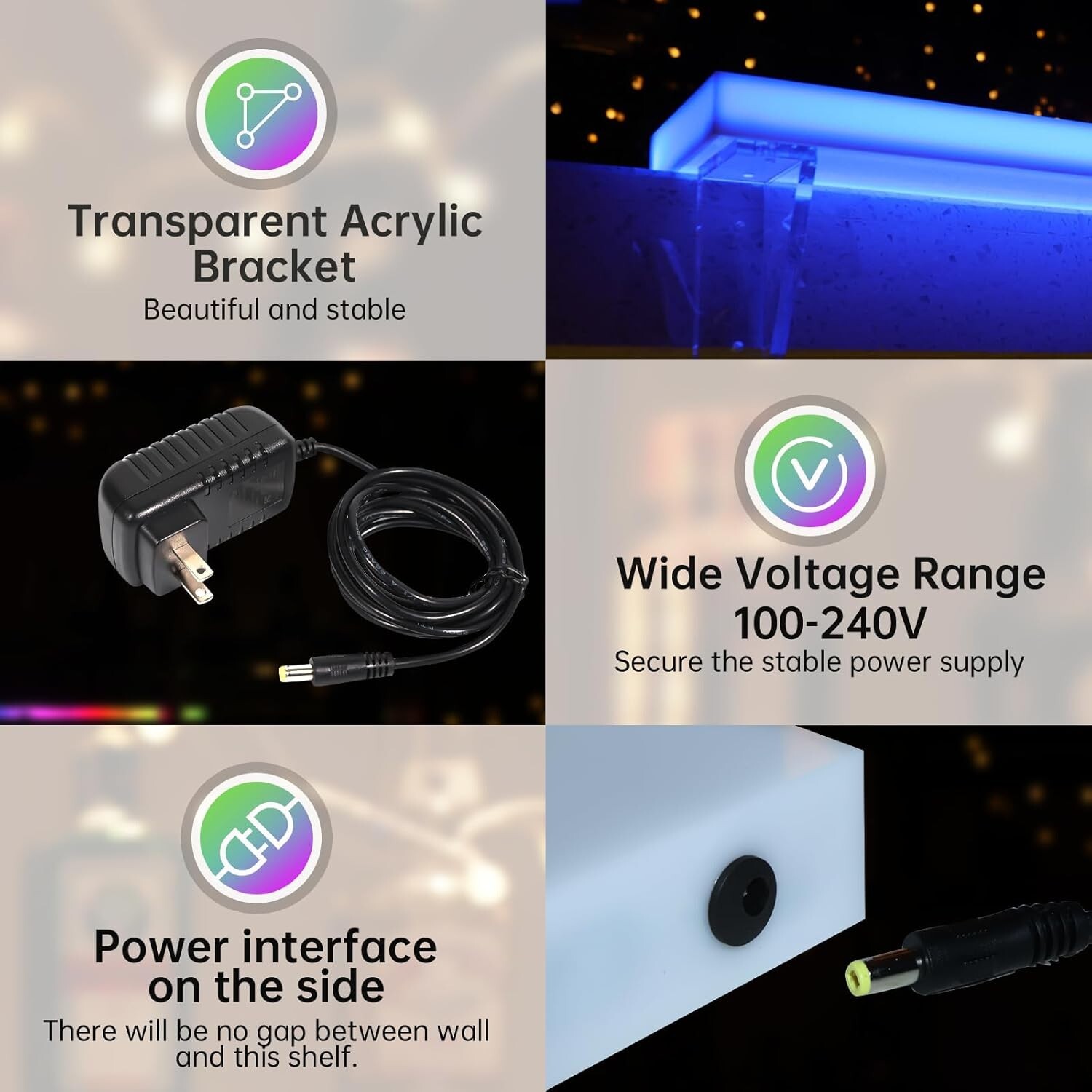 SET OF 2 - LED Liquor Bottle Display Shelf - 32" - Remote App - Floating Bar