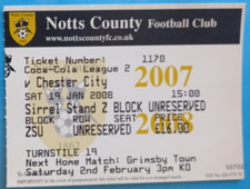NOTTS COUNTY v CHESTER CITY 2007-2008 LEAGUE 2 MATCH TICKET
