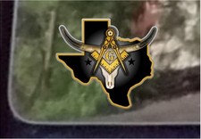 Autocollant décalcomanie ProSticker 026 (One) 4" maçonnique franc-maçon Texas Longhorn Lodge