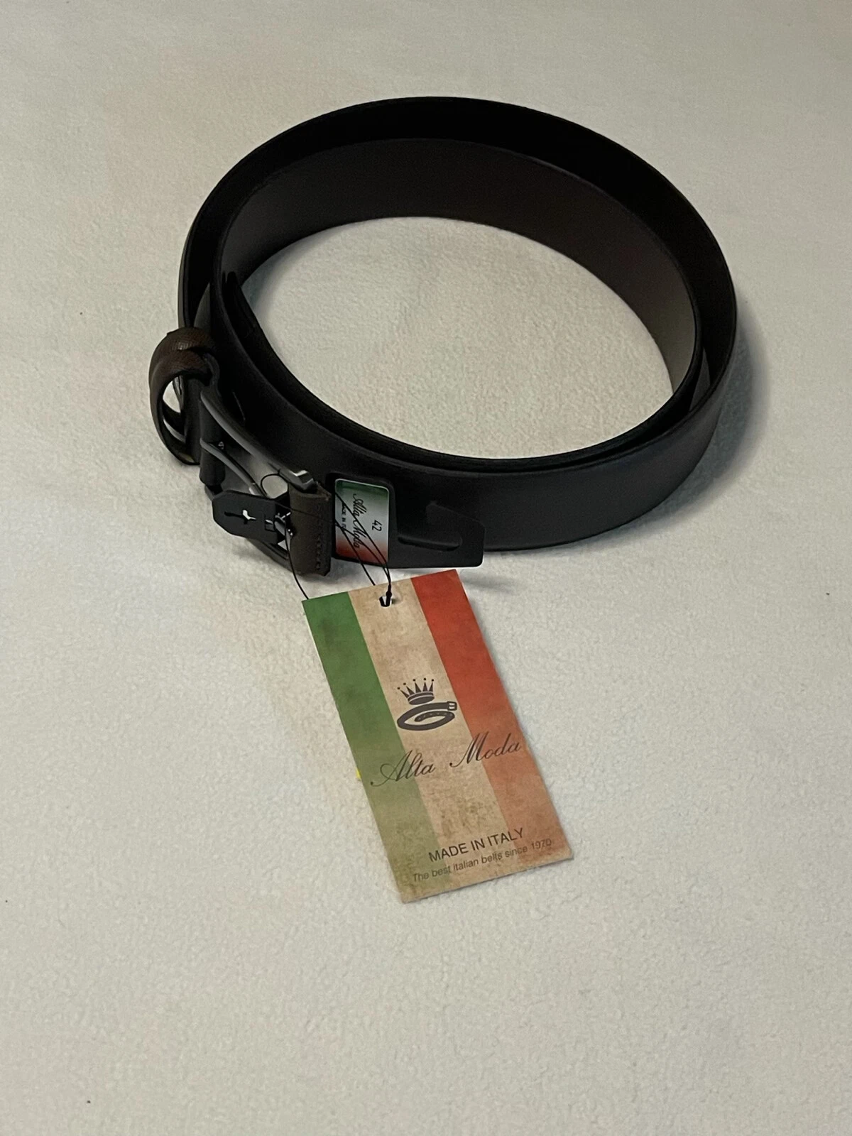 New With Tags Mens Genuine Leather Handmade In Italy Alta Moda Belt Size 42