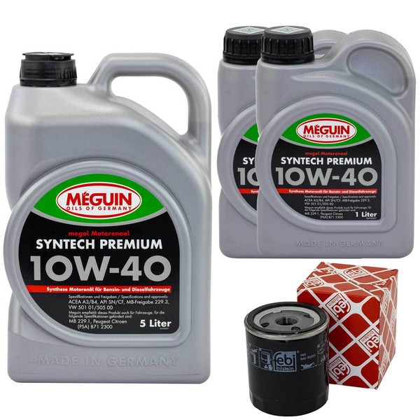 MotoröL Set Syntech 10W-40 Meguin 7 Liter + ÖLfilter FüR Fiat Ducato Bus 2.0 JTD-image