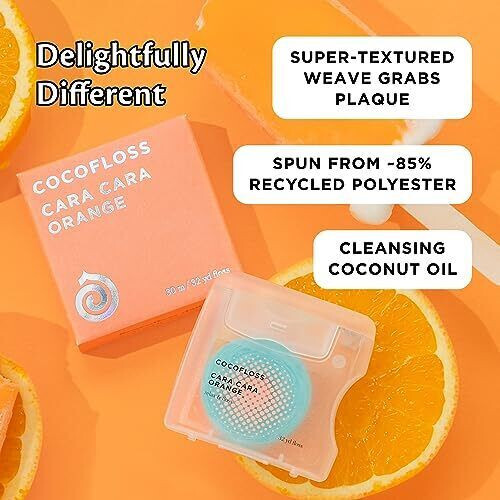 COCOFLOSS CoconutOil Infused Woven Dental Floss Orange Dentist