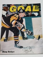 DOUG BODGER Signed 11-9-85 Pittsburgh Penguins Goal Magazine Coa