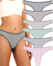 Breathable Cotton Thong Panties for Women Seamless Comfortable Underwear 6 Pack