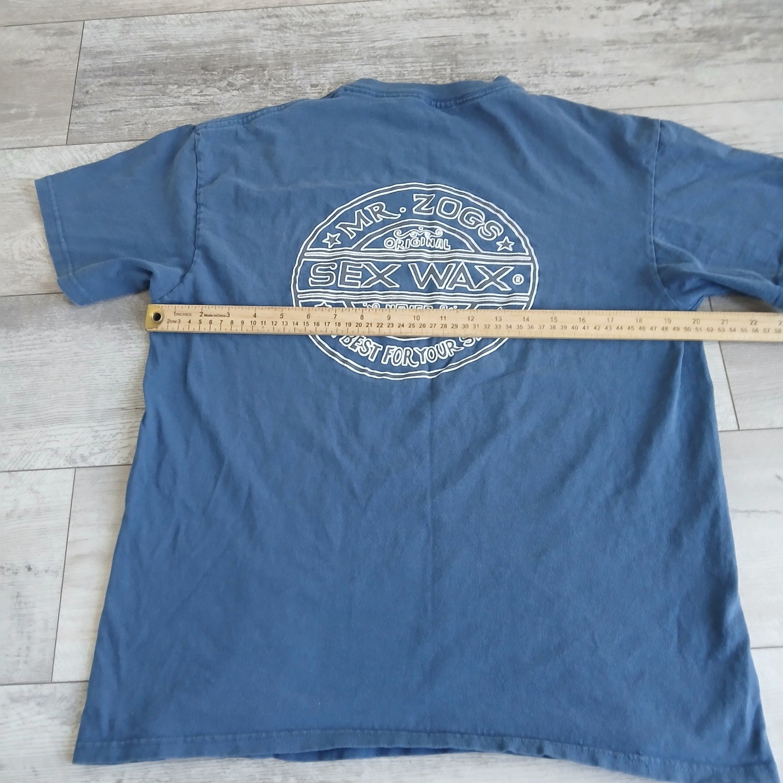 Mr Zogs Sex Wax T Shirt Blue Surf Surfing Skater Mens Medium Graphic Tee