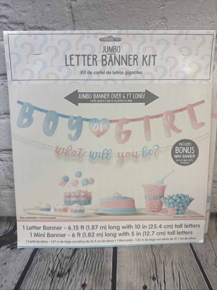 Kit de banner de revelación de género y caja de revelación para niño o niña Foto 2 de 4