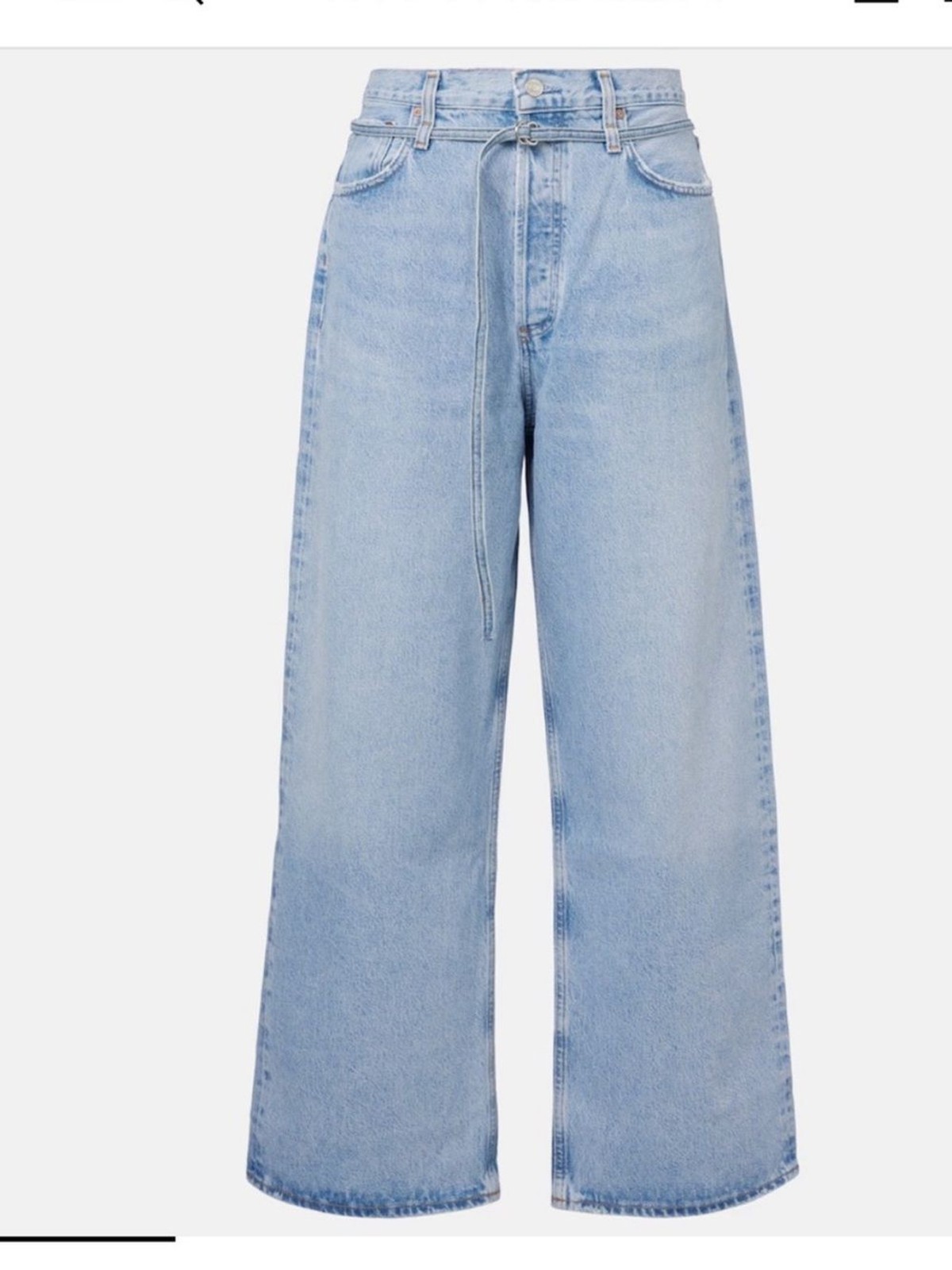 AGOLDE Emmi Wide Leg High Rise Jeans Size 30 Light Wash Thin Belt 30” Ins