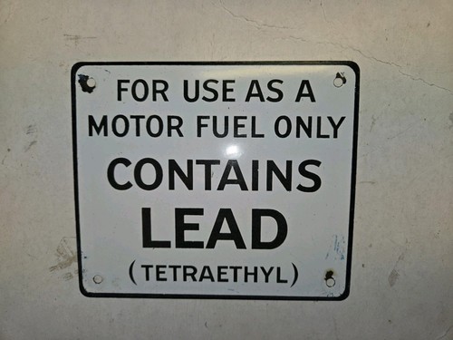 Vintage 60er Jahre Tankstelle Schild, Motor Fuel Only, Porzellan Emaille, 6x7
