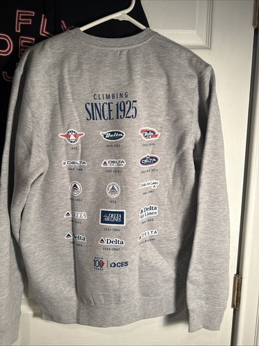 (2) Delta Airlines Sweatshirts - 100 Years Crewneck, Fly Delta Jets Hoodie SMALL - Picture 4 of 7