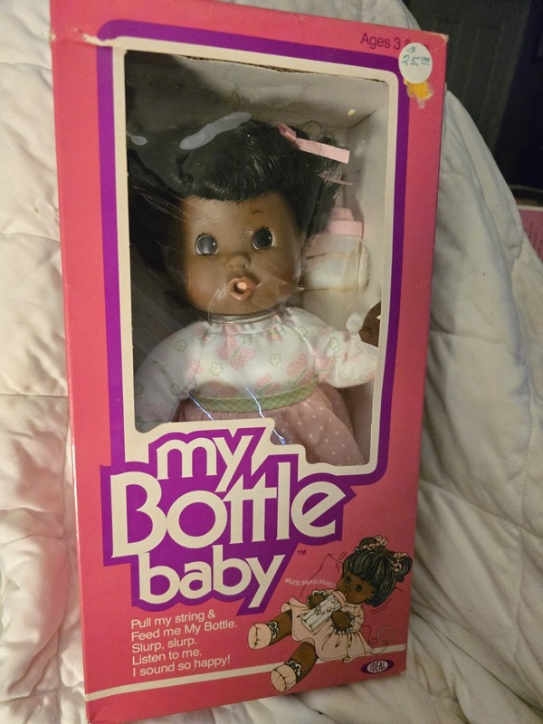 1979 My Bottle Baby Doll  Plastic, a little loose on box.