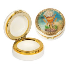 Rosary case plastic motive communion round box 5x2,4cm treasure box 2552