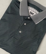 HICKEY FREEMAN Men's Short Sleeve Polo Shirt Stretch BLACK PATTERN Wicking LARGE