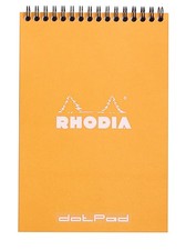 Rhodia 16 Wirebound Notepad 5.8" x 8.3" Dot Pad, Orange Cover A5,