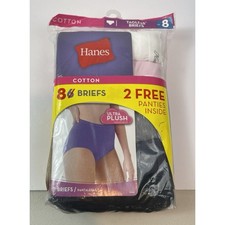 Hanes 100 Cotton Solid Tagless Briefs Womens Size 8  ONLY 6 Pk  