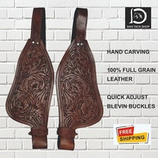Hand Carving Western Leather Horse Saddle Replacement Fenders