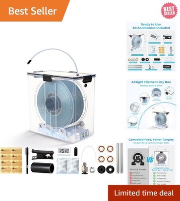 Dual-Outlet Filament Storage Box with Built-In Hygrometer & Moisture Protection