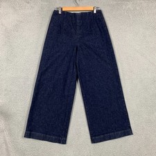 Spanx Cropped Wide Leg Jeans Women's Medium Indigo Zero Waistband High Rise 148