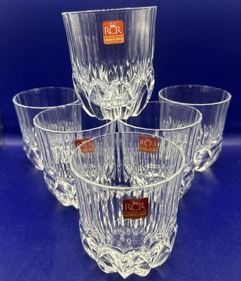 New In Box 6 RCR Crystal Adagio Double Old Fashioned Whiskey 12 Oz Glasses