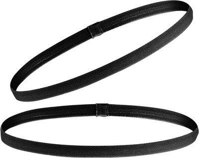 Elastische Sport Haarbänder rutschfest für Damen Herren Kinder - Set 2 schwarz