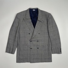 Brioni Roma Double Breasted Blazer Vintage Gray Check Jacket Men  s Size 56  46