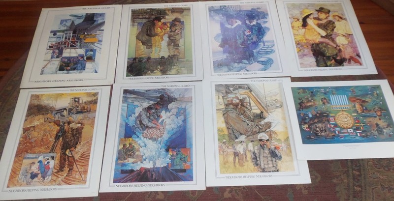 Lot of Eight  The National Guard Neighbors Helping Neighbors Posters