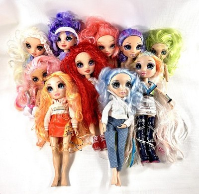 13 Preowned Rainbow High Dolls with Clothing & Accessories As Shown