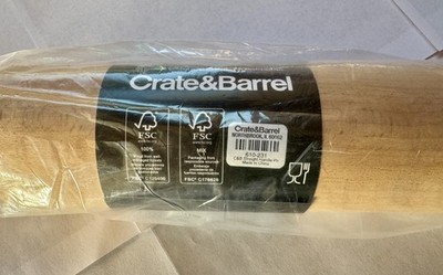 NEW Crate & Barrel Straight Handle Wood Rolling Pin 610-231 20'' 12'' Barrel
