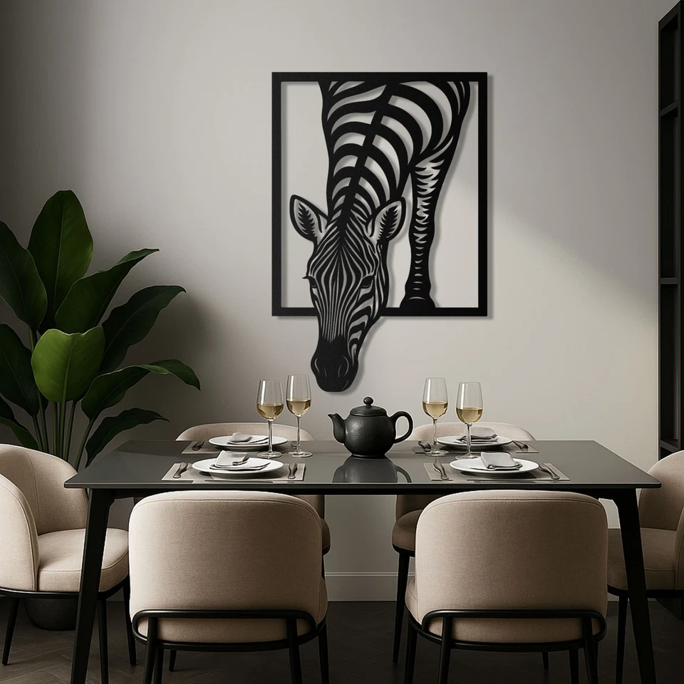 Металлическая зебра настенное искусство, 3D животное настенная скульптура, стильный большой сафари настенное искусство - Изображение 4 из 4