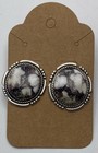 Large Handcrafted Navajo Sterling and Wild Horse Magnesite Stud Earrings — photo 5