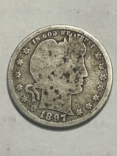 1897 S Barber Quarter 25C Silver Circulated Business Strike Uncertified US Coin