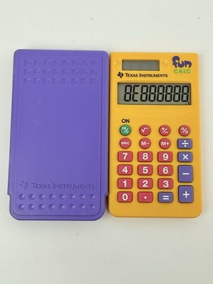 Vintage Texas Instruments Fun Calc Solar Powered Calculator Yellow Purple Works