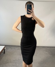 Gucci UK L Dress Black Sleeveless Shift Shoulder Twist Keyhole Detail Below Knee