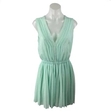 Victoria's Secret Mint Green Sleeveless V Neck Pleated Fit & Flare Mini Dress S
