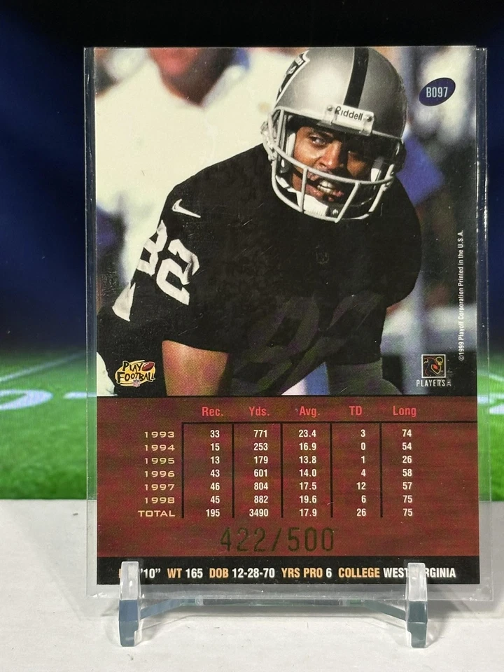 1999 Playoff Prestige SSD Spectrum Purple #B097 James Jett #/500 Raiders SP - Image 2 of 2