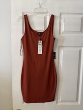 Express Rust Orange Scoop Neck Bodycon Dress size XS brand new length 32"
