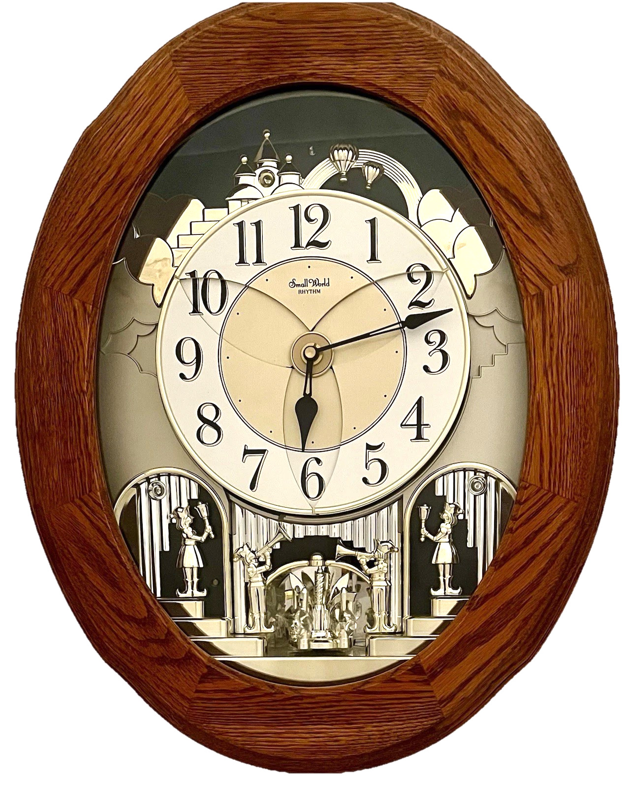 Small World Rhythm Nostalgia Oak Sound Motion Musical Clock 