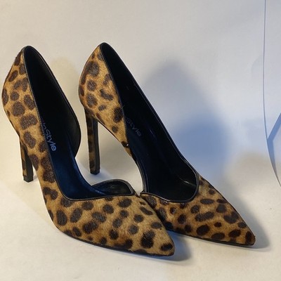 NINE WEST Leopard Pony Hair High Heels Women US 9 1/2 M W/Box