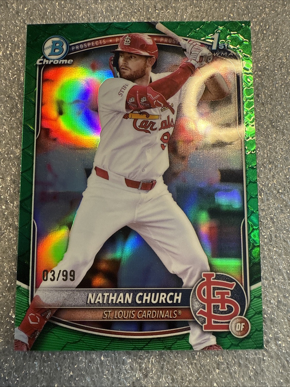 2025 Bowman Chrome Nathan Church Bowman 1st Green Reptilian /99