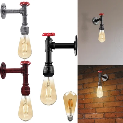 Industrie Wandleuchte E27 Vintage Wasserrohr Retro Wandlampe Eisen - Bild 1 von 4