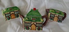 Marutomo Japan English Cottage Tea Set Miniature Tea Pot - Sugar - Creamer VTG