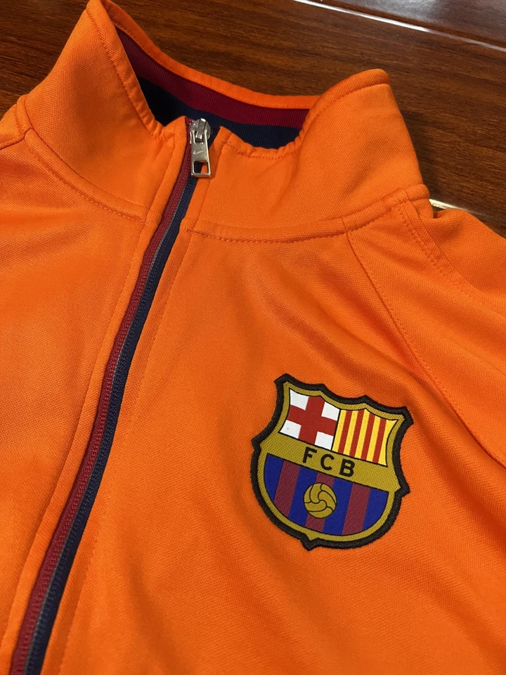Chaqueta de Pista Nike FC Barcelona Para Hombre Talla L Naranja Cremallera Completa Logo Fútbol De Colección Foto 2 de 4