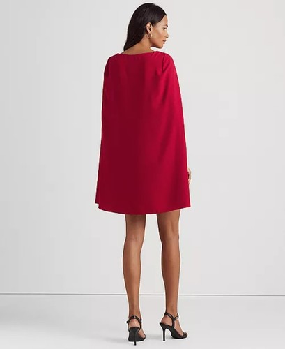 Robe de cocktail Lauren by Ralph Lauren Cape Georgette taille 4 rouge - Photo 2/10